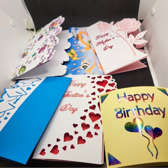 Hand Crafted Colorful All Occasoin Cards Set of 12 - Picture 3 of 9